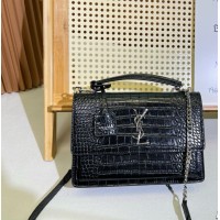 BOLSA SAINT LAURENT BLACK CROC EM RELEVO SUNSET